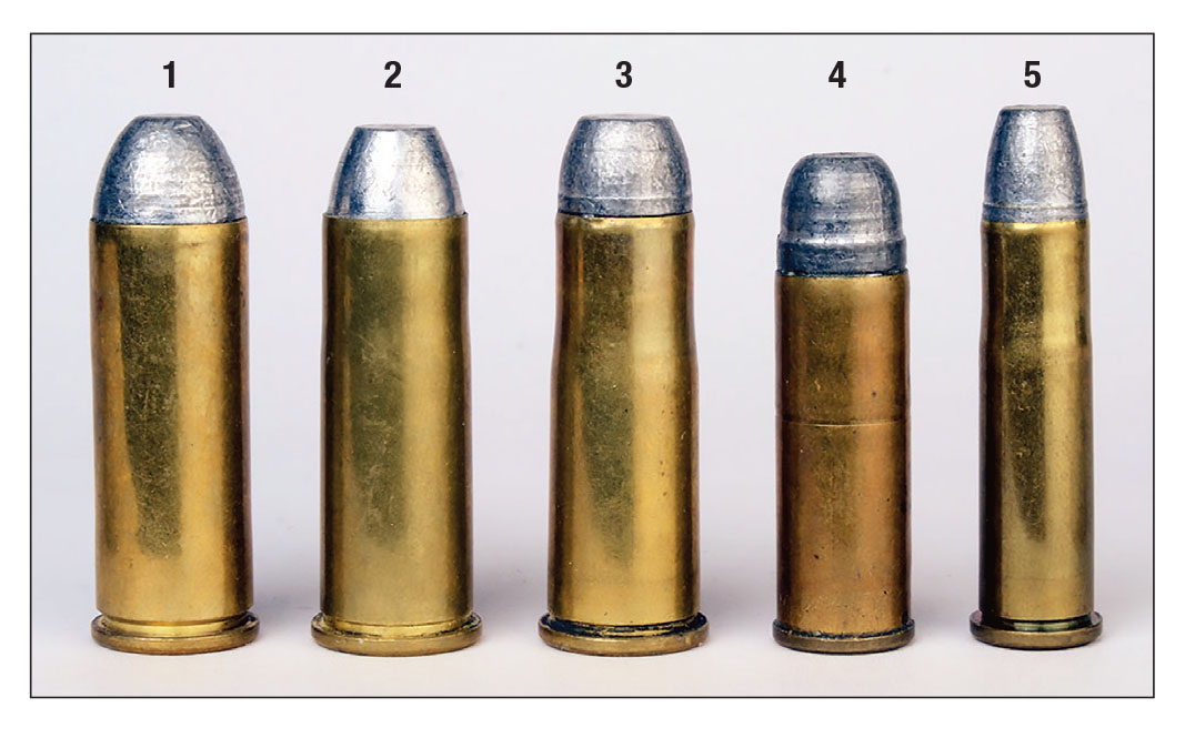 Among the top five calibers chambered in Colt SAAs between 1873 to 1941, the .38-40 (.38 WCF) ranked in third place.  It was resurrected again in 1993. Calibers shown are: (1) .45 Colt, (2) .44-40, (3) .38-40, (4) .32-20 and (5) .41 Long Colt.